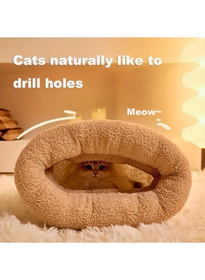 Milky Cat Winter Sleeping Bag Soft Plush Cat Sack Cave Bed Washable For Indoor Cats - Image 5